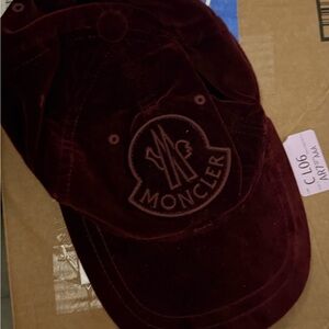 Moncler Deep Red Velvet Hat